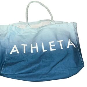 Athleta Blue Ombre Canvas Tote with White Logo